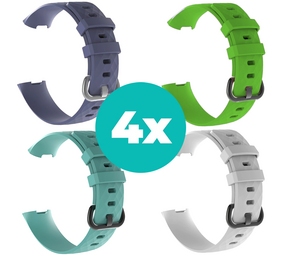 Strap-it Grijsblauw - Aqua - Wit - Groen Charge 4 / 3 bundel - Maat S/M