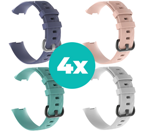 Strap-it Grijsblauw - Aqua - Wit - Lichtroze Charge 4 / 3 bundel - Maat S/M