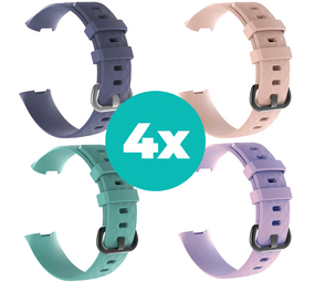 Strap-it Grijsblauw - Aqua - Lila - Lichtroze Charge 4 / 3 bundel - Maat S/M