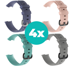 Strap-it Grijsblauw - Aqua - Grijs - Lichtroze Charge 4 / 3 bundel - Maat S/M