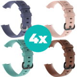 Strap-it Grijsblauw - Aqua - Bruin - Lichtroze Charge 4 / 3 bundel - Maat S/M