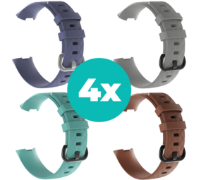 Strap-it Grijsblauw - Aqua - Bruin - Grijs Charge 4 / 3 bundel - Maat S/M