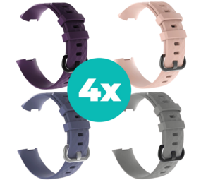 Strap-it Paars - Grijsblauw - Grijs - Lichtroze Charge 4 / 3 bundel - Maat S/M