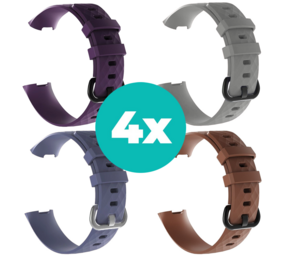 Strap-it Paars - Grijsblauw - Bruin - Grijs Charge 4 / 3 bundel - Maat S/M