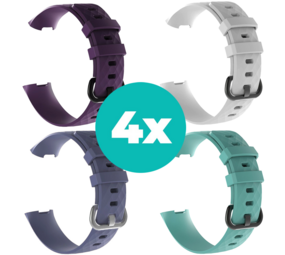 Strap-it Paars - Grijsblauw - Aqua - Wit Charge 4 / 3 bundel - Maat S/M