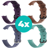 Strap-it Paars - Grijsblauw - Aqua - Bruin Charge 4 / 3 bundel - Maat S/M