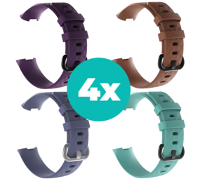 Strap-it Paars - Grijsblauw - Aqua - Bruin Charge 4 / 3 bundel - Maat S/M