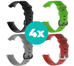 Strap-it Zwart - Grijs - Rood - Groen Charge 4 / 3 bundel - Maat S/M