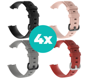 Strap-it Zwart - Grijs - Rood - Lichtroze Charge 4 / 3 bundel - Maat S/M