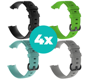 Strap-it Zwart - Aqua - Grijs - Groen Charge 4 / 3 bundel - Maat S/M