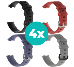 Strap-it Zwart - Grijsblauw - Grijs - Rood Charge 4 / 3 bundel - Maat S/M