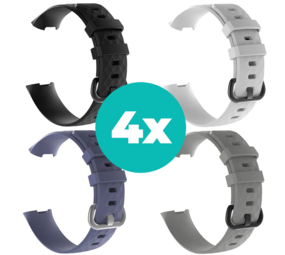 Strap-it Zwart - Grijsblauw - Grijs - Wit Charge 4 / 3 bundel - Maat S/M