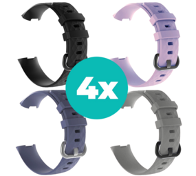 Strap-it Zwart - Grijsblauw - Grijs - Lila Charge 4 / 3 bundel - Maat S/M