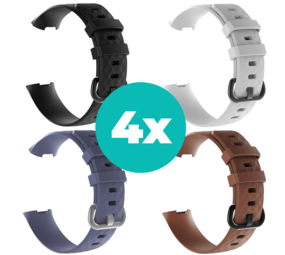 Strap-it Zwart - Grijsblauw - Bruin - Wit Charge 4 / 3 bundel - Maat S/M