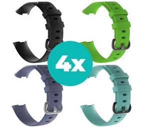 Strap-it Zwart - Grijsblauw - Aqua - Groen Charge 4 / 3 bundel - Maat S/M