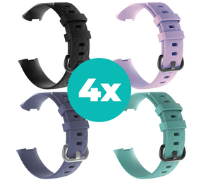 Strap-it Zwart - Grijsblauw - Aqua - Lila Charge 4 / 3 bundel - Maat S/M