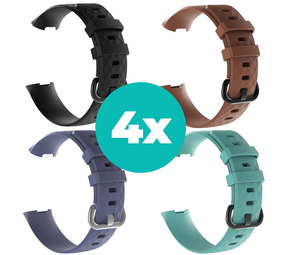 Strap-it Zwart - Grijsblauw - Aqua - Bruin Charge 4 / 3 bundel - Maat S/M