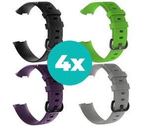 Strap-it Zwart - Paars - Grijs - Groen Charge 4 / 3 bundel - Maat S/M