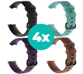 Strap-it Zwart - Paars - Aqua - Bruin Charge 4 / 3 bundel - Maat S/M