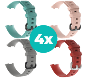 Strap-it Aqua - Grijs - Rood - Lichtroze Charge 4 / 3 bundel - Maat M/L