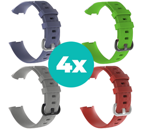 Strap-it Grijsblauw - Grijs - Rood - Groen Charge 4 / 3 bundel - Maat M/L