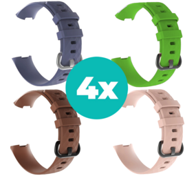 Strap-it Grijsblauw - Bruin - Lichtroze - Groen Charge 4 / 3 bundel - Maat M/L