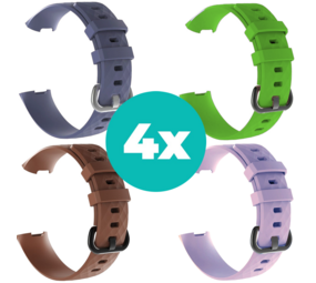 Strap-it Grijsblauw - Bruin - Lila - Groen Charge 4 / 3 bundel - Maat M/L