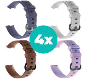 Strap-it Grijsblauw - Bruin - Lila - Wit Charge 4 / 3 bundel - Maat M/L