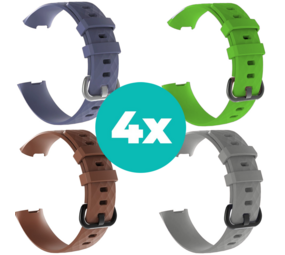 Strap-it Grijsblauw - Bruin - Grijs - Groen Charge 4 / 3 bundel - Maat M/L