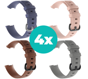 Strap-it Grijsblauw - Bruin - Grijs - Lichtroze Charge 4 / 3 bundel - Maat M/L