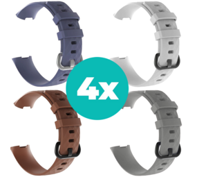 Strap-it Grijsblauw - Bruin - Grijs - Wit Charge 4 / 3 bundel - Maat M/L