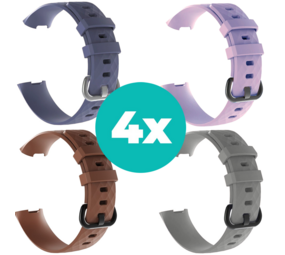 Strap-it Grijsblauw - Bruin - Grijs - Lila Charge 4 / 3 bundel - Maat M/L