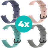 Strap-it Grijsblauw - Aqua - Grijs - Lichtroze Charge 4 / 3 bundel - Maat M/L