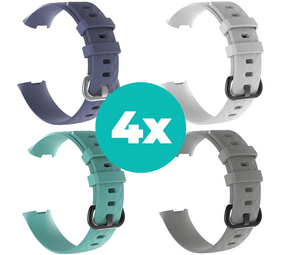 Strap-it Grijsblauw - Aqua - Grijs - Wit Charge 4 / 3 bundel - Maat M/L
