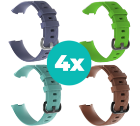 Strap-it Grijsblauw - Aqua - Bruin - Groen Charge 4 / 3 bundel - Maat M/L