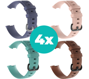 Strap-it Grijsblauw - Aqua - Bruin - Lichtroze Charge 4 / 3 bundel - Maat M/L