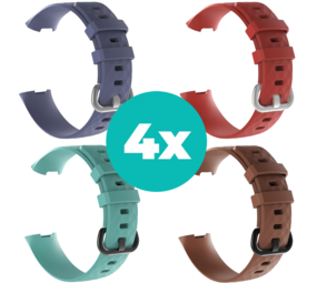 Strap-it Grijsblauw - Aqua - Bruin - Rood Charge 4 / 3 bundel - Maat M/L