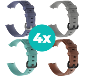 Strap-it Grijsblauw - Aqua - Bruin - Grijs Charge 4 / 3 bundel - Maat M/L