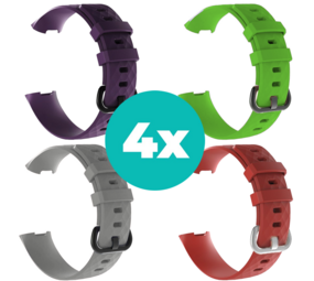 Strap-it Paars - Grijs - Rood - Groen Charge 4 / 3 bundel - Maat M/L