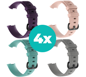 Strap-it Paars - Aqua - Grijs - Lichtroze Charge 4 / 3 bundel - Maat M/L