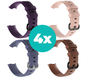 Strap-it Paars - Grijsblauw - Bruin - Lichtroze Charge 4 / 3 bundel - Maat M/L