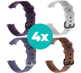 Strap-it Paars - Grijsblauw - Bruin - Wit Charge 4 / 3 bundel - Maat M/L