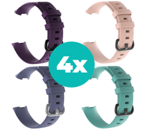 Strap-it Paars - Grijsblauw - Aqua - Lichtroze Charge 4 / 3 bundel - Maat M/L