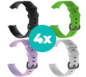 Strap-it Zwart - Lila - Wit - Groen Charge 4 / 3 bundel - Maat M/L