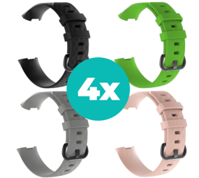 Strap-it Zwart - Grijs - Lichtroze - Groen Charge 4 / 3 bundel - Maat M/L