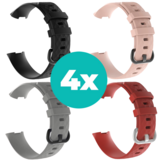 Strap-it Zwart - Grijs - Rood - Lichtroze Charge 4 / 3 bundel - Maat M/L