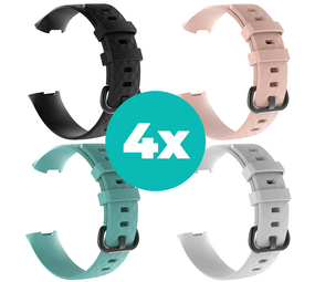 Strap-it Zwart - Aqua - Wit - Lichtroze Charge 4 / 3 bundel - Maat M/L Strap-it Zwart - Aqua - Wit - Lichtroze Charge 4 / 3 bundel - Maat M/L