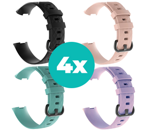 Strap-it Zwart - Aqua - Lila - Lichtroze Charge 4 / 3 bundel - Maat M/L