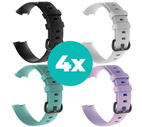 Strap-it Zwart - Aqua - Lila - Wit Charge 4 / 3 bundel - Maat M/L