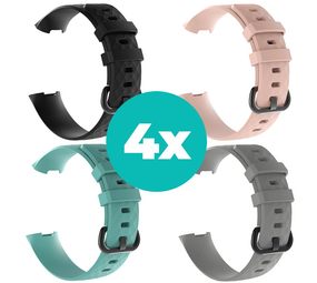 Strap-it Zwart - Aqua - Grijs - Lichtroze Charge 4 / 3 bundel - Maat M/L